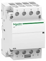 Модульный контактор iCT Acti 9 Schneider Electric 40A 4 полюса 4НО 220В/240В АС 50ГЦ 3 модуль